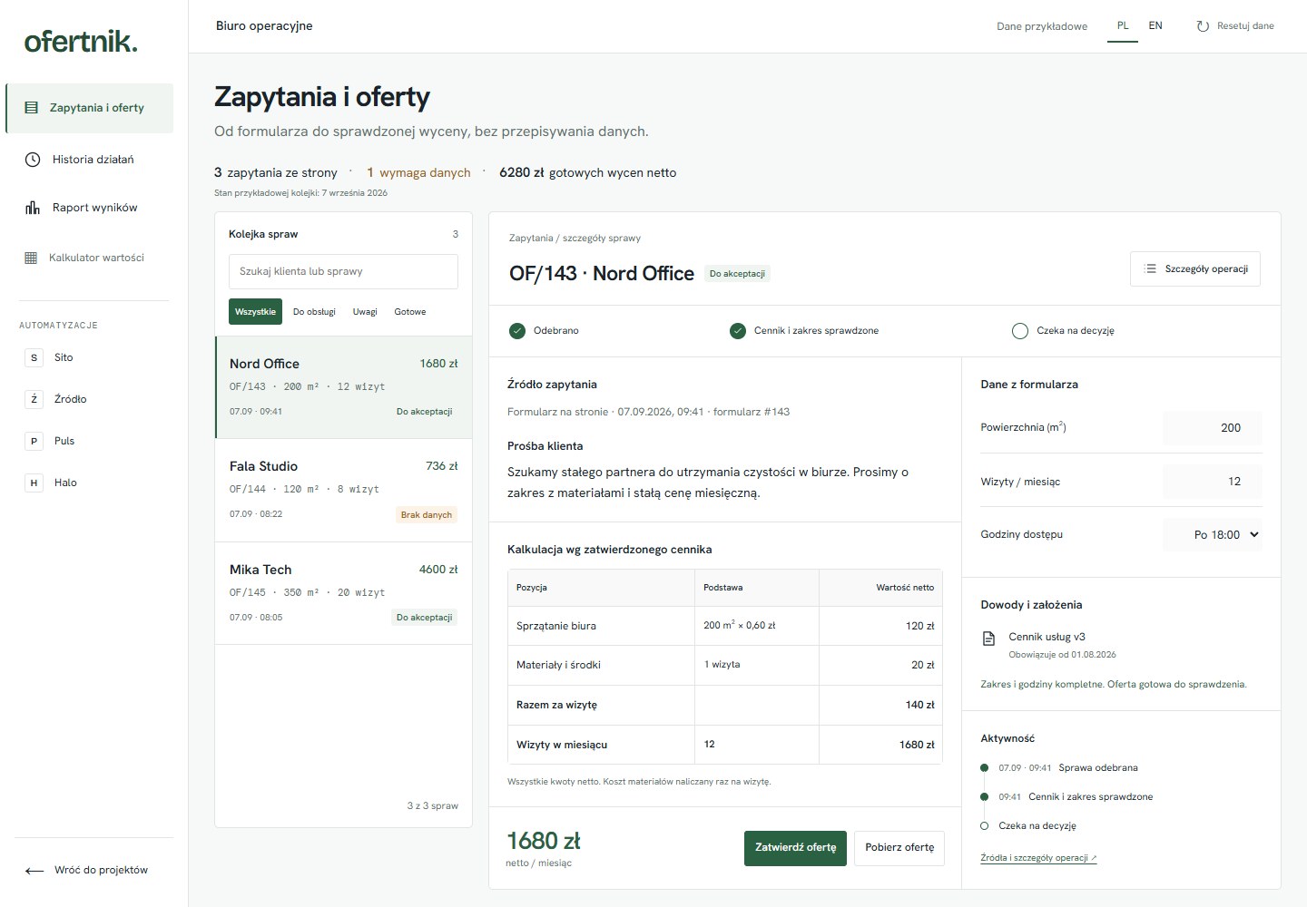 Ofertnik: Automatyzacje procesów